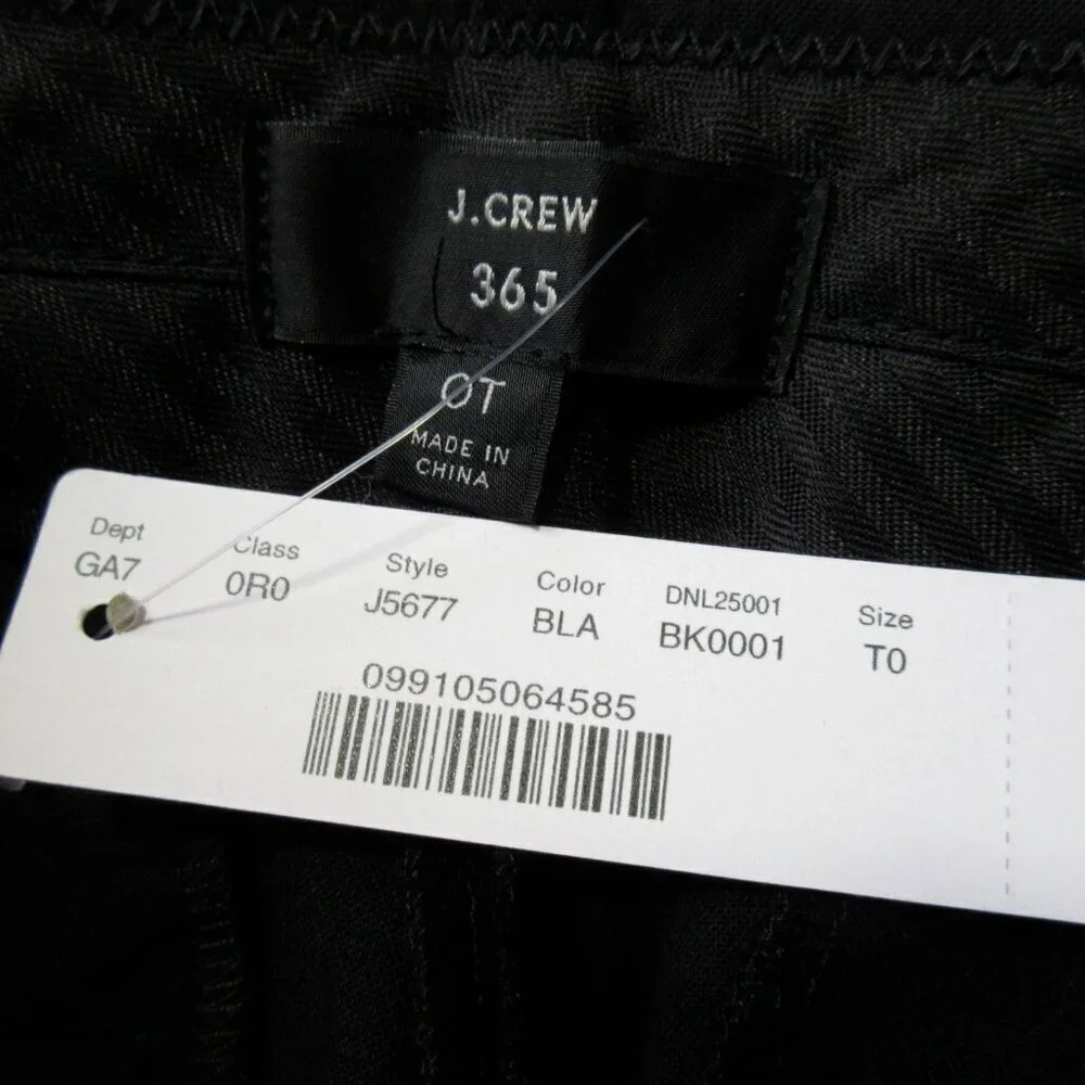 NWT J.Crew High Rise Peyton Crop in Black Wide Leg Four-Season Stretch Pants 0T